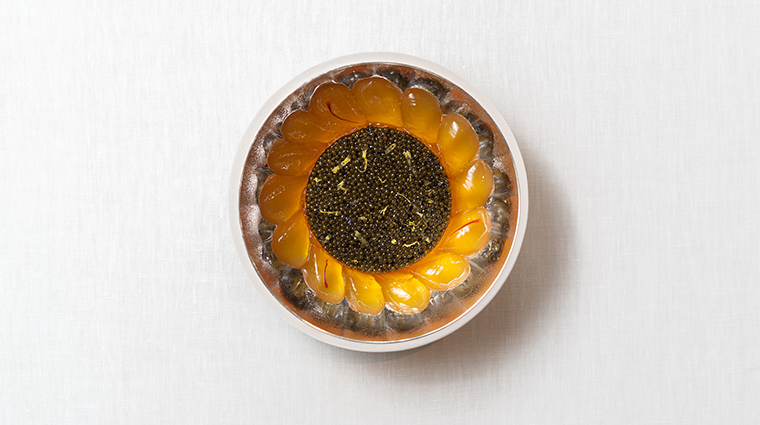 alain ducasse at morpheus Mediterranean gamberoni delicate gelée gold caviar